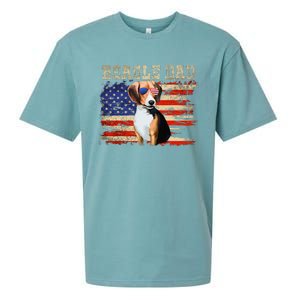 Beagle Dad American Flag Sunglasses Dog Usa Dog Dad Sueded Cloud Jersey T-Shirt