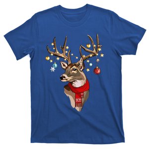 Buck Deer Antlers Christmas Lights Scarf Xmas Party T-Shirt