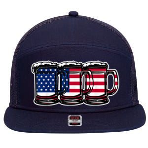 Beer Day America Beer Mugs Gift 7 Panel Mesh Trucker Snapback Hat