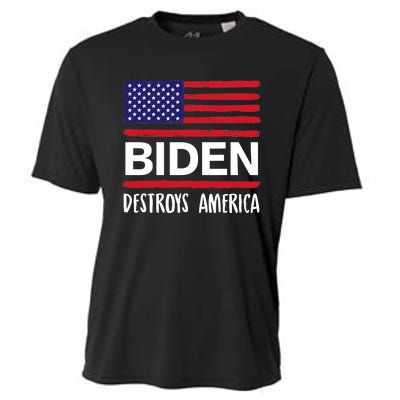 Biden Destroys America Anti Joe Biden USA Flag Cooling Performance Crew T-Shirt