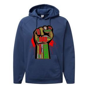 Black Dad African American Melanin Pride Black History Month Gift Performance Fleece Hoodie