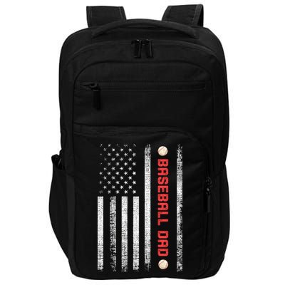 Baseball Dad American Flag Cool Father's Day Gift Impact Tech Backpack