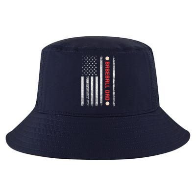 Baseball Dad American Flag Cool Father's Day Gift Cool Comfort Performance Bucket Hat