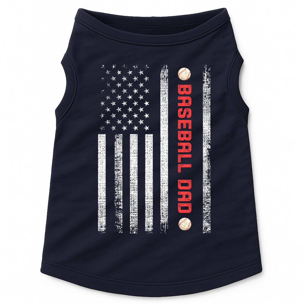 Baseball Dad American Flag Cool Father's Day Gift Doggie Tank
