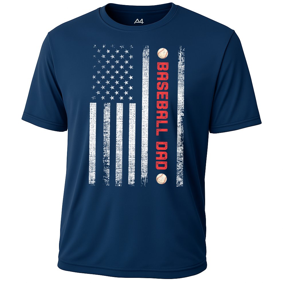 Baseball Dad American Flag Cool Father's Day Gift Cooling Performance Crew T-Shirt