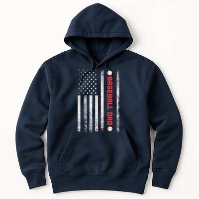 Baseball Dad American Flag Cool Father's Day Gift Hoodie