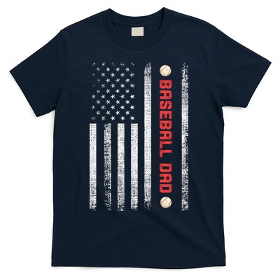 Baseball Dad American Flag Cool Father's Day Gift T-Shirt
