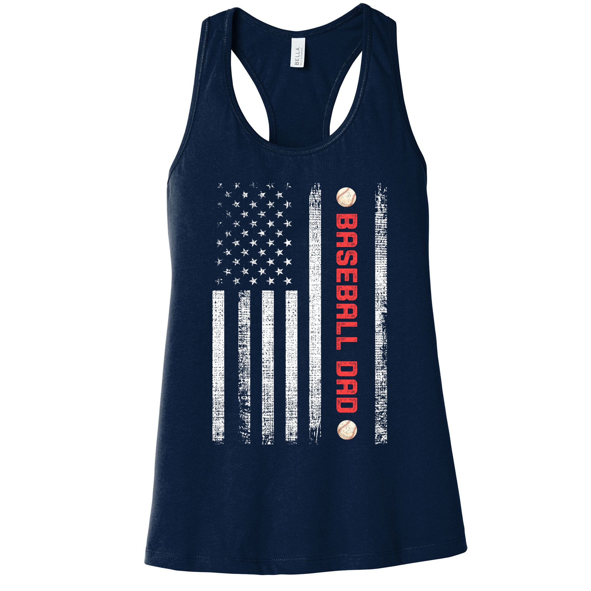 Baseball Dad American Flag Cool Father's Day Gift Womens Tank Top