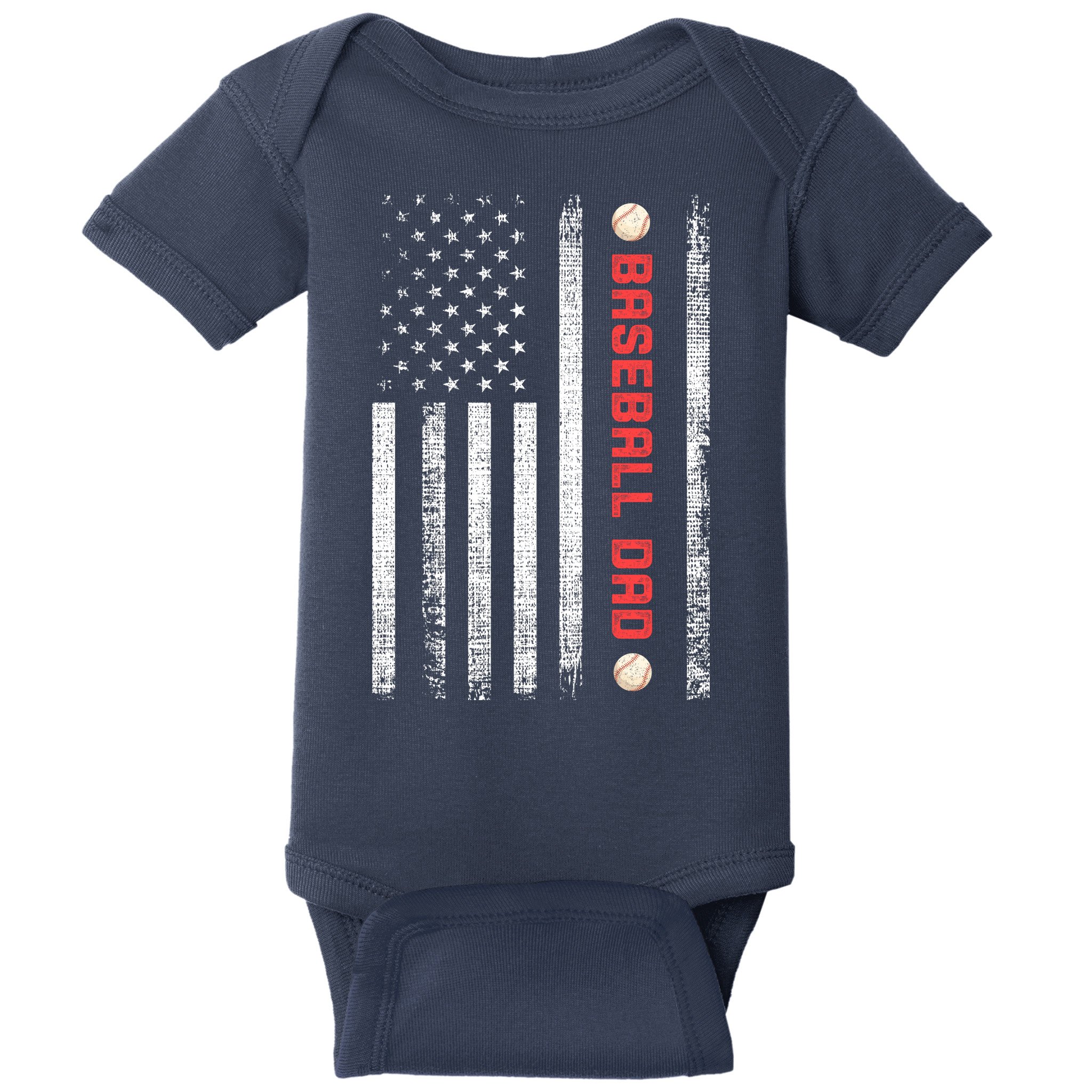Baseball Dad American Flag Cool Father's Day Gift Baby Bodysuit