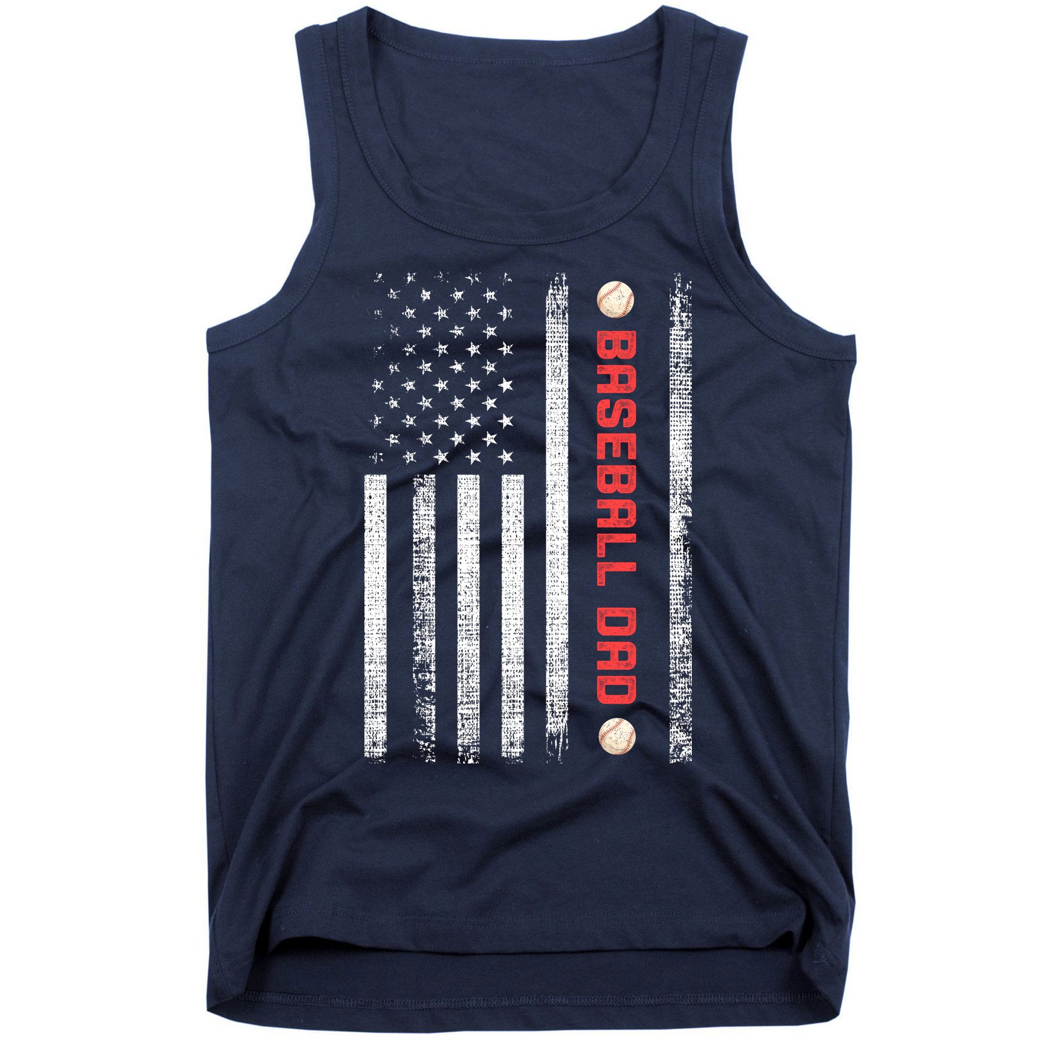 Baseball Dad American Flag Cool Father's Day Gift Tank Top