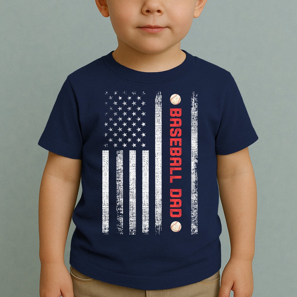 Baseball Dad American Flag Cool Father's Day Gift Toddler T-Shirt