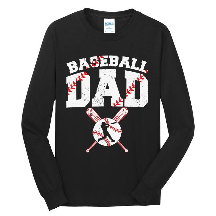 Baseball Dad Apparel Dad Baseball Father's Day Tall Long Sleeve T-Shirt