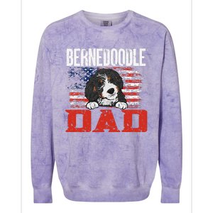 Bernedoodle Dog American Flag Bernedoodle Dad Colorblast Crewneck Sweatshirt