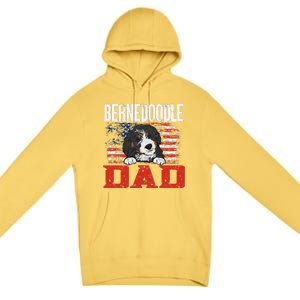 Bernedoodle Dog American Flag Bernedoodle Dad Premium Pullover Hoodie