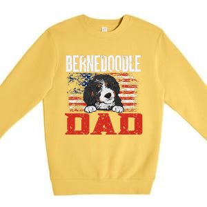 Bernedoodle Dog American Flag Bernedoodle Dad Premium Crewneck Sweatshirt