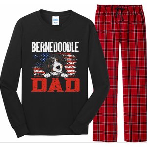 Bernedoodle Dog American Flag Bernedoodle Dad Long Sleeve Pajama Set