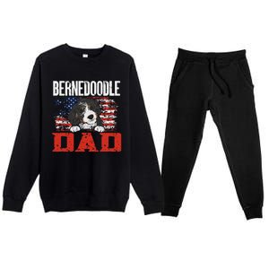 Bernedoodle Dog American Flag Bernedoodle Dad Premium Crewneck Sweatsuit Set