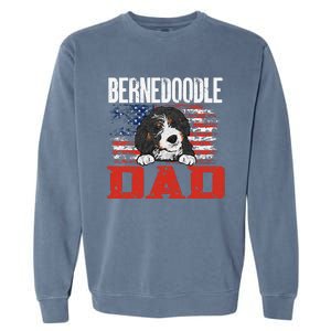 Bernedoodle Dog American Flag Bernedoodle Dad Garment-Dyed Sweatshirt