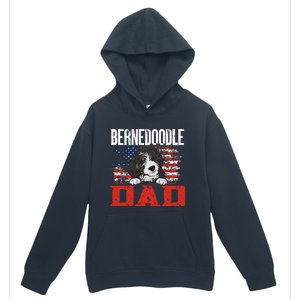 Bernedoodle Dog American Flag Bernedoodle Dad Urban Pullover Hoodie