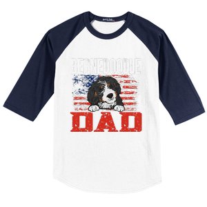 Bernedoodle Dog American Flag Bernedoodle Dad Baseball Sleeve Shirt