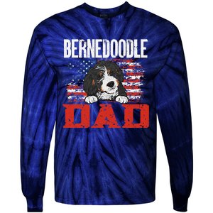 Bernedoodle Dog American Flag Bernedoodle Dad Tie-Dye Long Sleeve Shirt