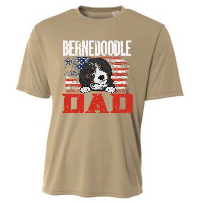 Bernedoodle Dog American Flag Bernedoodle Dad Cooling Performance Crew T-Shirt