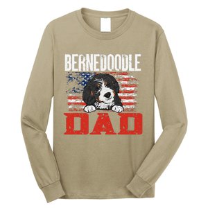 Bernedoodle Dog American Flag Bernedoodle Dad Long Sleeve Shirt