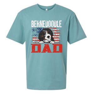 Bernedoodle Dog American Flag Bernedoodle Dad Sueded Cloud Jersey T-Shirt