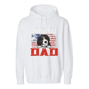 Bernedoodle Dog American Flag Bernedoodle Dad Garment-Dyed Fleece Hoodie