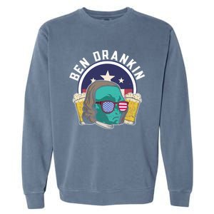 Ben Drankin Alien Usa Funny 4th Of July Cool Gift Garment-Dyed Sweatshirt