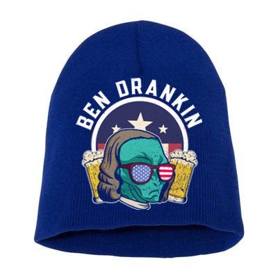 Ben Drankin Alien Usa Funny 4th Of July Cool Gift Short Acrylic Beanie