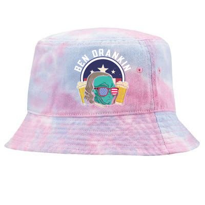 Ben Drankin Alien Usa Funny 4th Of July Cool Gift Tie-Dyed Bucket Hat