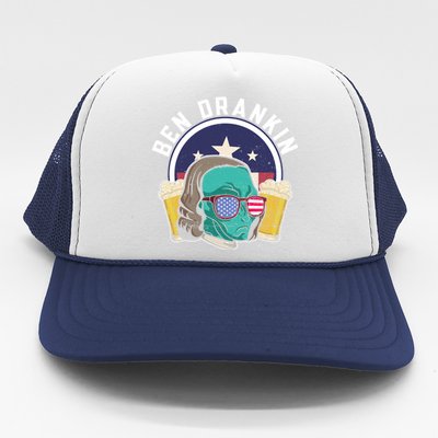 Ben Drankin Alien Usa Funny 4th Of July Cool Gift Trucker Hat