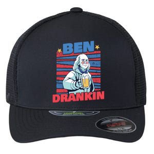 Ben Drankin American Veteran Independence Day Gift Flexfit Unipanel Trucker Cap