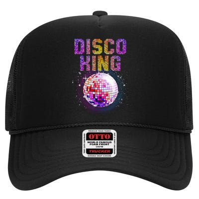 Best Disco Art Groovy Dance Music Disco Lover High Crown Mesh Back Trucker Hat