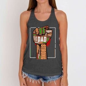 Black Dad African American Melanin Pride Black History Month Women's Knotted Racerback Tank