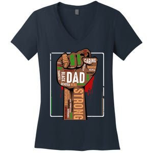 Black Dad African American Melanin Pride Black History Month Women's V-Neck T-Shirt