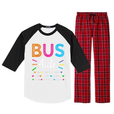 Bus Driver Aide Back To School Matching Group Squad Raglan Sleeve Pajama Set