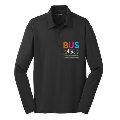 Bus Driver Aide Back To School Matching Group Squad Silk Touch Performance Long Sleeve Polo