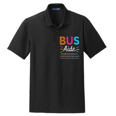 Bus Driver Aide Back To School Matching Group Squad Dry Zone Grid Polo