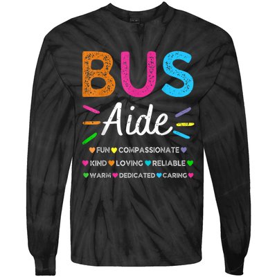 Bus Driver Aide Back To School Matching Group Squad Tie-Dye Long Sleeve Shirt