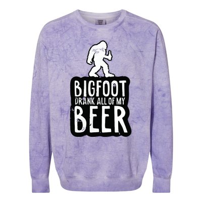 Bigfoot Drank All Of My Beer Lovers Funny Sasquatch Camping Colorblast Crewneck Sweatshirt