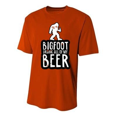 Bigfoot Drank All Of My Beer Lovers Funny Sasquatch Camping Performance Sprint T-Shirt