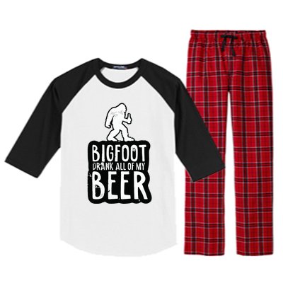 Bigfoot Drank All Of My Beer Lovers Funny Sasquatch Camping Raglan Sleeve Pajama Set