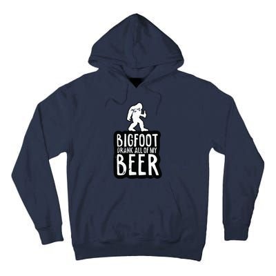 Bigfoot Drank All Of My Beer Lovers Funny Sasquatch Camping Tall Hoodie