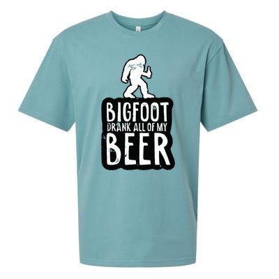 Bigfoot Drank All Of My Beer Lovers Funny Sasquatch Camping Sueded Cloud Jersey T-Shirt