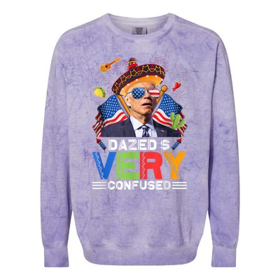 Biden Dazed And Very Confused Funny Anti Biden 4th Of July Colorblast Crewneck Sweatshirt