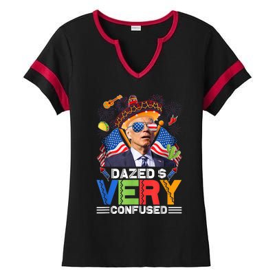 Biden Dazed And Very Confused Funny Anti Biden 4th Of July Ladies Halftime Notch Neck Tee