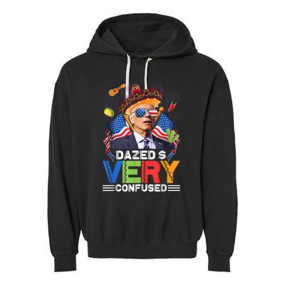 Biden Dazed And Very Confused Funny Anti Biden 4th Of July Garment-Dyed Fleece Hoodie