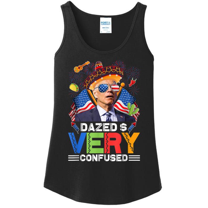 Biden Dazed And Very Confused Funny Anti Biden 4th Of July Ladies Essential Tank